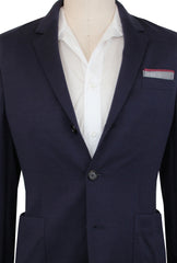 Brunello Cucinelli Navy Blue Silk Blend Solid Sportcoat - (BC1024232) - Parent