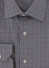 $350 Barba Napoli Dark Blue Plaid Cotton Shirt - Slim - (BN820247) - Parent