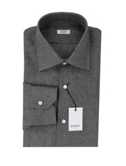 Barba Napoli Dark Gray Solid Linen Shirt - Slim - 16/41 - (BN912232)