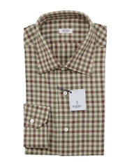 Barba Napoli Brown Plaid Cotton Shirt - Slim - 14.5/37 - (BN45233)