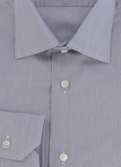 $350 Barba Napoli Blue Striped Cotton Shirt - Slim - (BN820249) - Parent