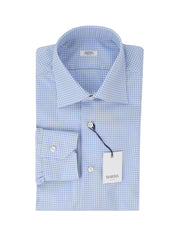 Barba Napoli Light Blue Micro-Check Shirt - Slim - 17.5/44 - (BN9122311)