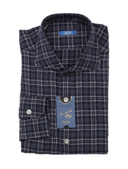 Barba Napoli Dark Blue Plaid Shirt - Extra Slim - L US/L EU - (BN330233)