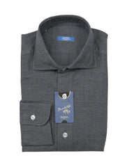 Barba Napoli Gray Plaid Shirt - Extra Slim - L US/L EU - (BN330234)