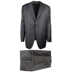 New $2800 Burberry Black Super 150's Solid Suit - (OXFORD3317010) - Parent