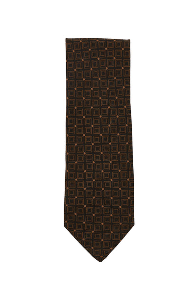 Cesare Attolini Dark Brown Geometric Silk Tie (1536)