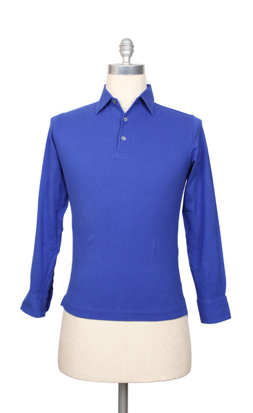 Cesare Attolini Blue Solid Cotton Polo - (CA615233) - Parent