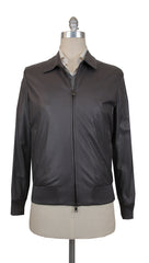 $6500 Cesare Attolini Gray Leather Solid Jacket - 40/50 - (CA9420242)