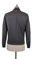 $6500 Cesare Attolini Gray Leather Solid Jacket - (CA9420242) - Parent