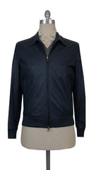 $6500 Cesare Attolini Blue Leather Solid Jacket - 40/50 - (CA9420241)