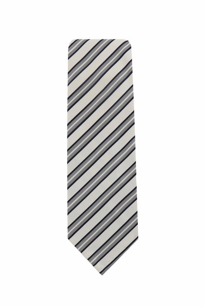 Cesare Attolini Cream Striped Silk Tie (1517)