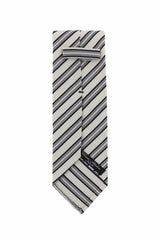 Cesare Attolini Cream Striped Silk Tie (1517)