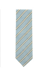 Cesare Attolini Light Blue Striped Linen Blend Tie (1601)