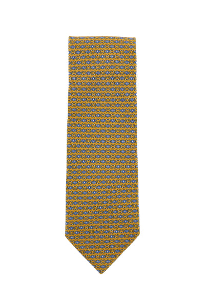 Cesare Attolini Yellow Geometric Silk Tie (1621)