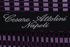 Cesare Attolini Purple Geometric Silk Tie (1576)