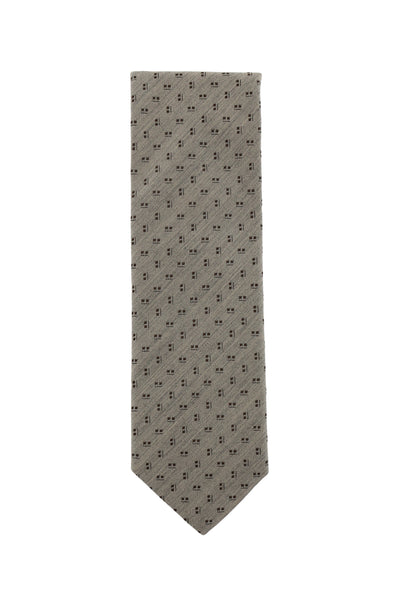 Cesare Attolini Brown Geometric Silk Tie (1541)