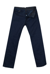 $695 Cesare Attolini Dark Blue Solid Jeans - Slim - (CA522241) - Parent