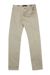 Cesare Attolini Cream Solid Cotton Blend Pants - Slim - 33/49 - (1025)