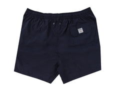 $240 Fedeli Navy Blue Solid Swim Shorts - Slim - (FD682411) - Parent