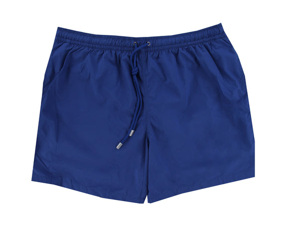 $240 Fedeli Blue Solid Swim Shorts - Slim - (FD68246) - Parent