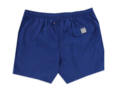 $240 Fedeli Blue Solid Swim Shorts - Slim - (FD68246) - Parent