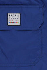 $240 Fedeli Blue Solid Swim Shorts - Slim - (FD68246) - Parent