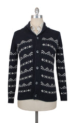 $1100 Fedeli Dark Blue Wool Blend Crewneck Cardigan - M/50 - (FD918241)