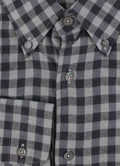 $575 Fedeli Navy Blue Check Cashmere Blend Shirt - Slim - (FD222251) - Parent