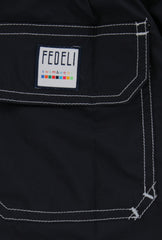 $240 Fedeli Midnight Navy Blue Solid Swim Shorts - Slim - (FD682410) - Parent