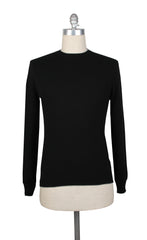 Fiori Di Lusso Black Cashmere Crewneck Sweater - S/48 - (FL67237)