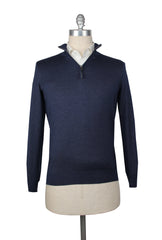 Fiori Di Lusso Blue Cashmere Blend 1/4 Zip Sweater - L/52 - (FL61323)