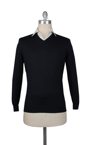 Fiori Di Lusso Midnight Navy Blue V-Neck Sweater