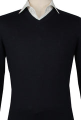 Fiori Di Lusso Midnight Navy Blue V-Neck Sweater - (FL67235) - Parent