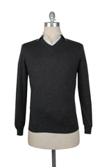 Fiori Di Lusso Charcoal Gray V-Neck Sweater - L/52 - (FL67231)