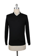 Fiori Di Lusso Black V-Neck Sweater - L/52 - (FL67234)