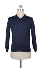 Fiori Di Lusso Navy Blue V-Neck Sweater - L/52 - (FL67236)