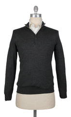 Fiori Di Lusso Dark Gray Wool Blend 1/4 Zip Sweater - L/52 - (FL824224)