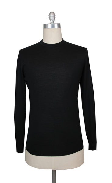 $1225 Fiori Di Lusso Black Cashmere Crewneck Sweater - (FL282512) - Parent