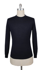 $1225 Fiori Di Lusso Navy Blue Cashmere Crewneck Sweater - M/50 - (FL282513)