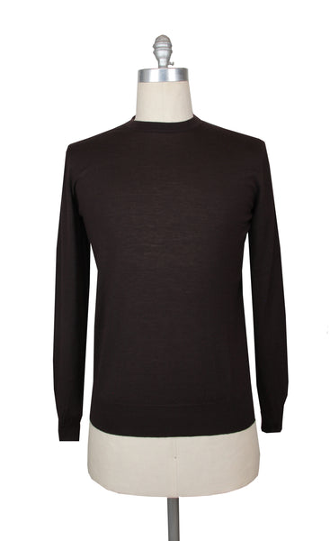 $1225 Fiori Di Lusso Dark Brown Cashmere Crewneck Sweater - (FL282515) - Parent