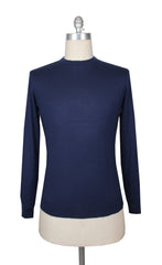 $1225 Fiori Di Lusso Blue Cashmere Crewneck Sweater - L/52 - (FL282514)