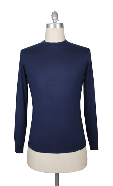 $1225 Fiori Di Lusso Blue Cashmere Crewneck Sweater - (FL282514) - Parent