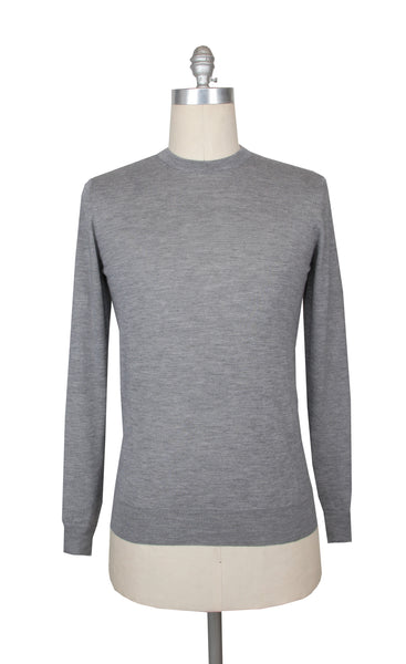 $1225 Fiori Di Lusso Gray Cashmere Crewneck Sweater - (FL282517) - Parent