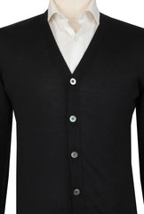 $1325 Fiori Di Lusso Black Cashmere Blend V-Neck Cardigan - (FL282520) - Parent