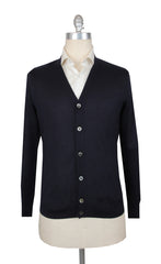 $1325 Fiori Di Lusso Navy Blue V-Neck Cardigan - L/52 - (FL282525)