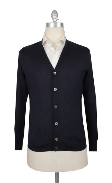 $1325 Fiori Di Lusso Navy Blue V-Neck Cardigan - (FL282525) - Parent