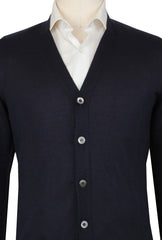 $1325 Fiori Di Lusso Navy Blue V-Neck Cardigan - (FL282525) - Parent