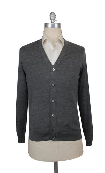 $1325 Fiori Di Lusso Dark Gray V-Neck Cardigan - (FL282523) - Parent