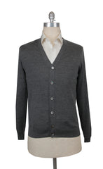 $1325 Fiori Di Lusso Dark Gray V-Neck Cardigan - L/52 - (FL282523)