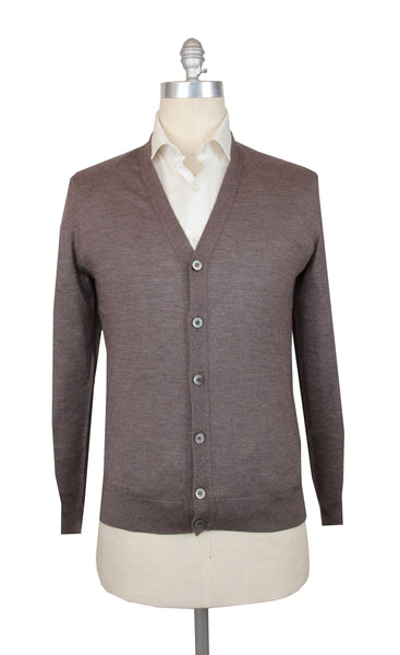 $1325 Fiori Di Lusso Brown Cashmere Blend V-Neck Cardigan - (FL282519) - Parent